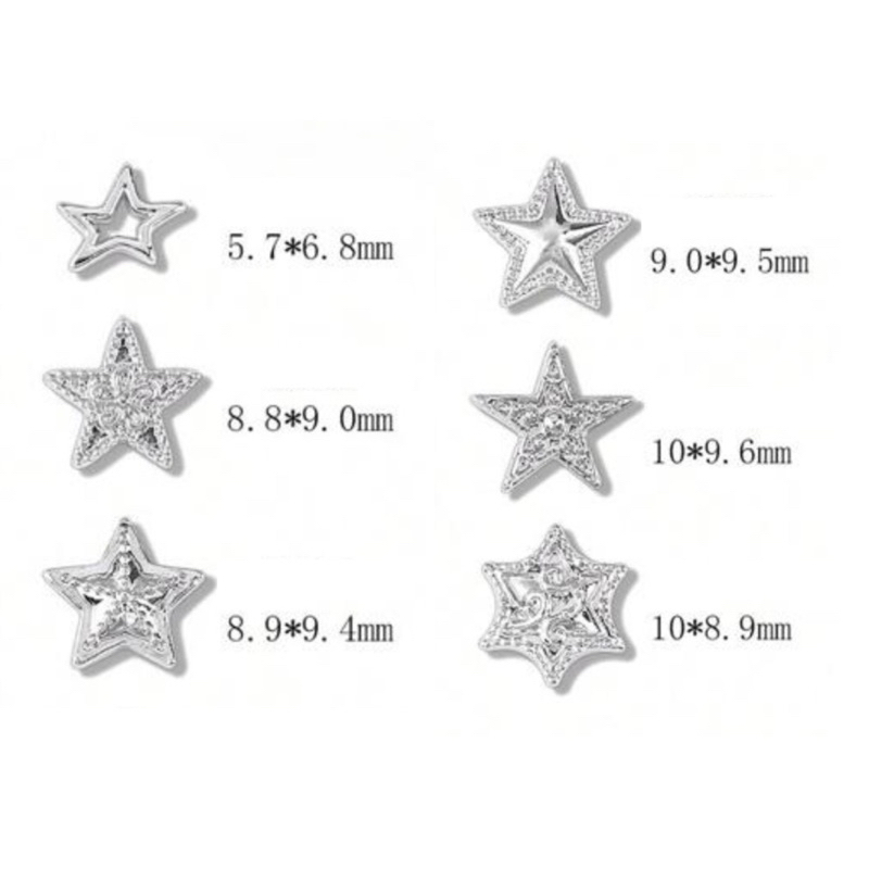 AC.1148 ร้านไทย แพ็ค 5 ชิ้น คละแบบ พร้อมส่ง อะไหล่แต่งเล็บรูปดาวสีเงิน