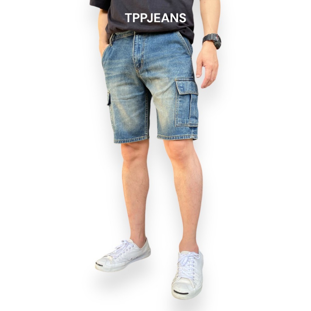 JEANSEXPRESS Cargo Shorts กางเกงยีนส์ชาย ทรงสั้นเหนือเข่า กระเป๋าข้าง เป้าซิป ทรงสวย ใส่สบาย Size 28-36 ราคา ถูกที่สุด ดีลบีเคเค แกลเลอรีภาพที่ 2