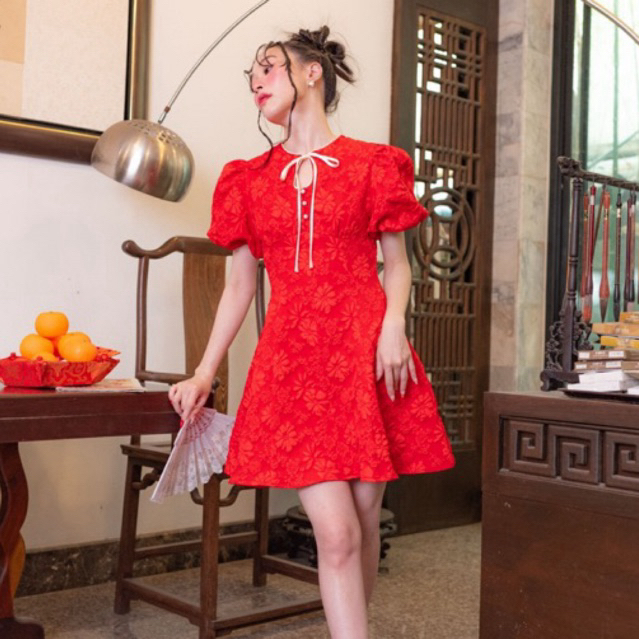 พร้อมส่ง CNY 2025 TheBlancPale : Tian mi mi dress เดรสตรุษจีน สวยมาก