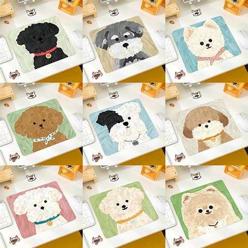 [พร้อมส่ง] แผ่นรองเมาส์ ที่รองเมาส์ ลายการ์ตูนสุนัขน่ารัก งานเย็บขอบ ขนาดเล็ก 210 x 260 x 3 มม. (หนา 3 มม.) Biangels