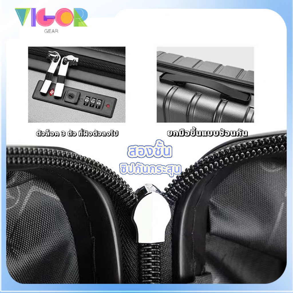 [รับประกัน3ปี] luggage กระเป๋าเดินทาง  Titanium กระเป๋าเดินทางล้อลาก โครงอลูมิเนียม  มุมกันกระแทก 4 มุม