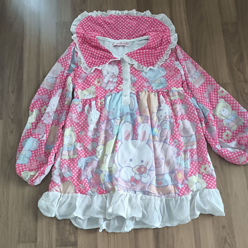 เดรสสั้น สีแดงลายสก๊อต macaron homebeth sz.free size มือ1