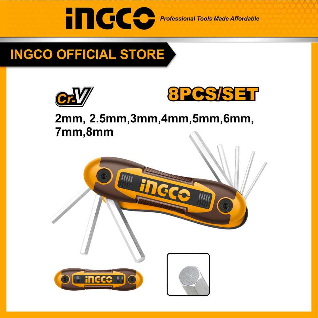 INGCO ชุดไขควงหกเหลี่ยม  8 ชิ้น HHK14081