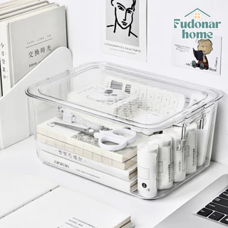 Fudonar กล่องเก็บของอะคริลิค กล่องใสใส่ของ พร้อมฝา หลายขนาด วางซ้อนได้