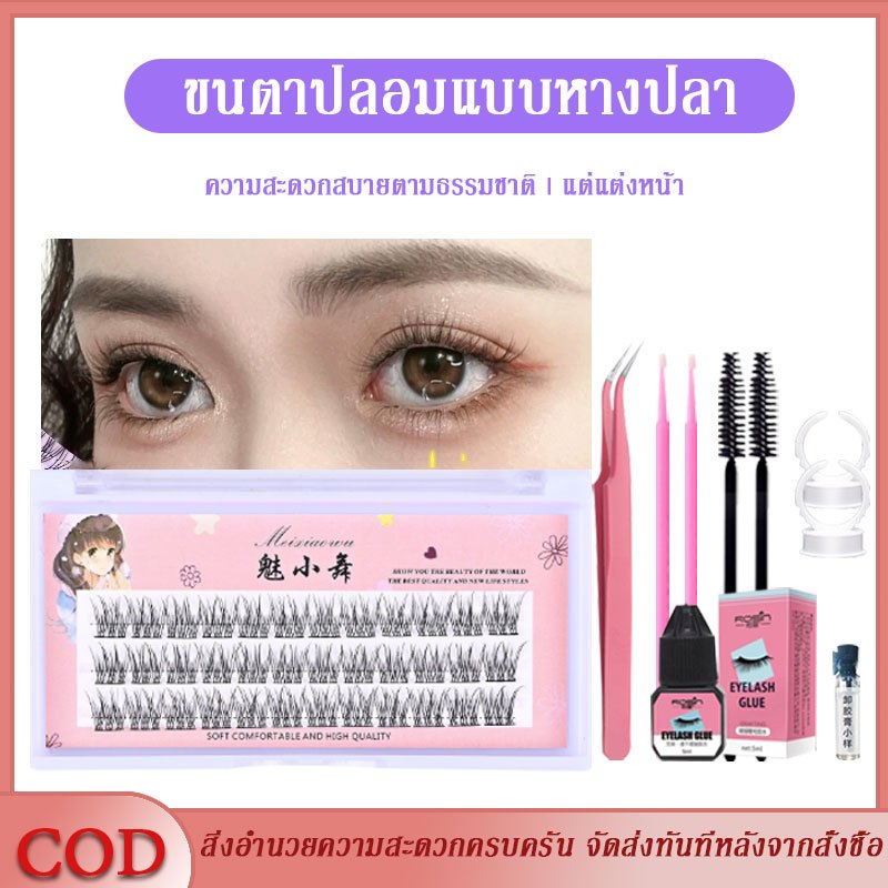 ขนตาปลอม ขนตา 12 มม. เป็นลายหางปลา ดูเป็นธรรมชาติ สบายตา เหมาะสำหรับผู้เริ่มต้น