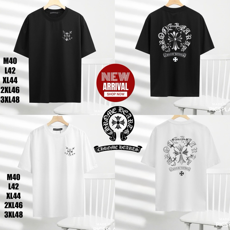 เสื้อยืดคอกลมแขนสั้นพิมพ์ลาย CHROME HEART งานป้ายผ้าcotton X spandex