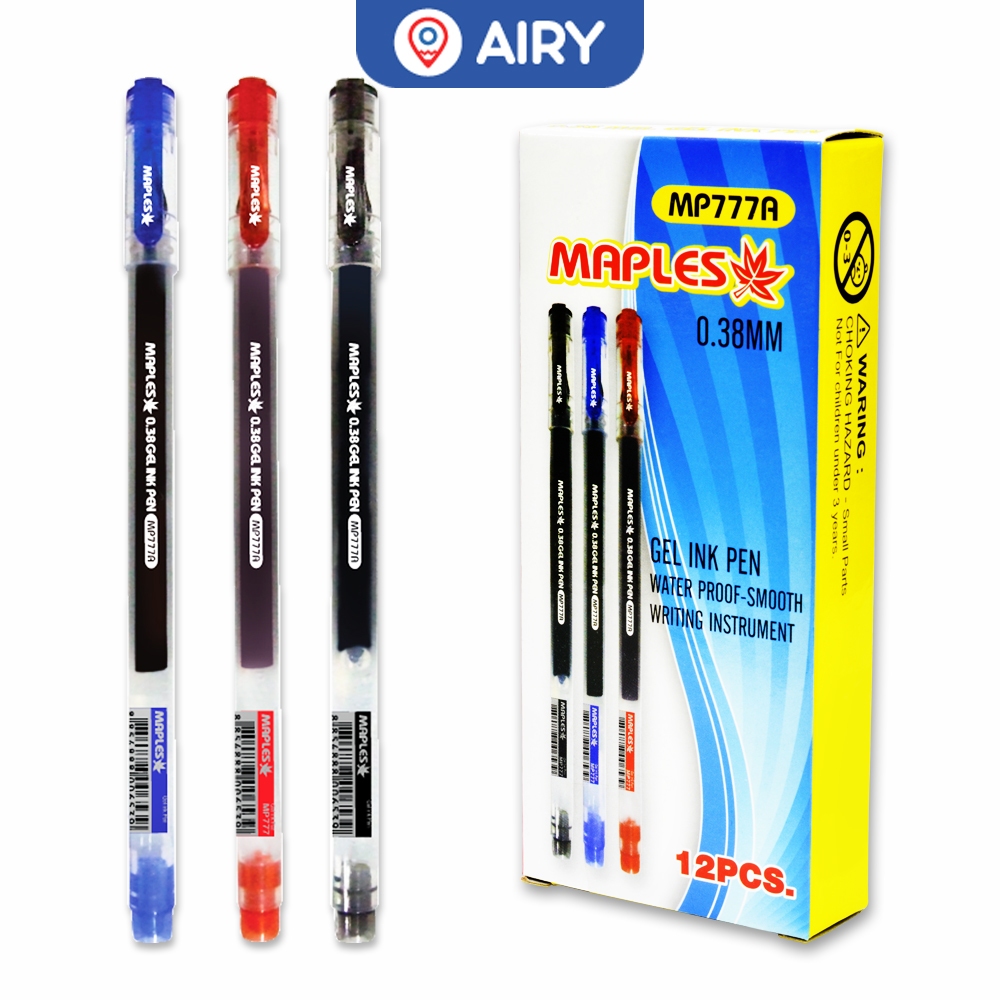 (K-แพ็ค 12 ด้าม)ปากกาเจลหัวเพชร Maples รุ่น MP-777A หมึกน้ำเงิน หมึกแดง หมึกดำ0.38 เขียนลื่น เส้นคม