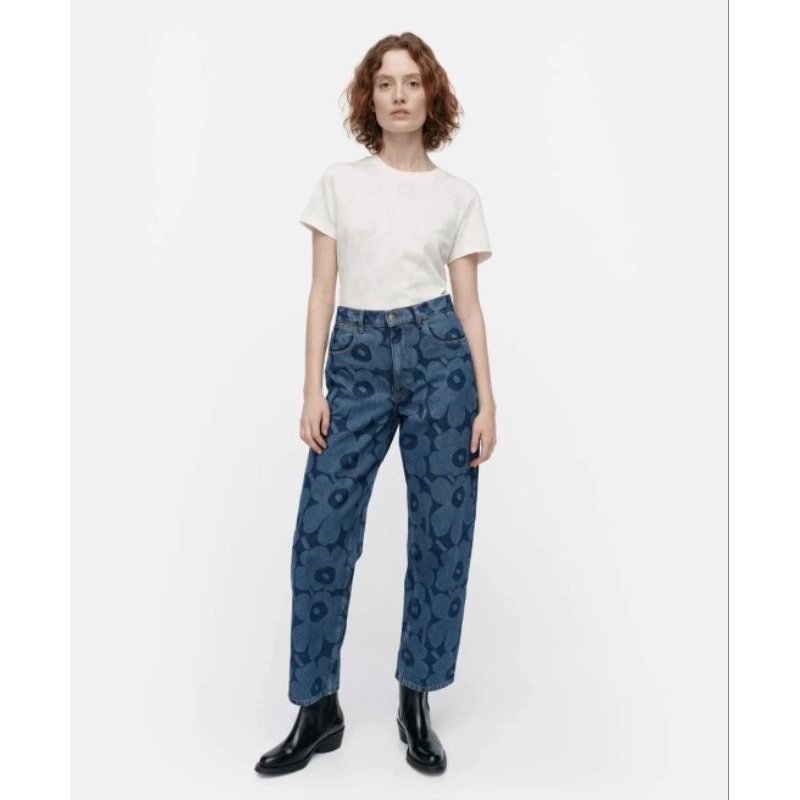Marimekko Maridenim Barrel Unikko Jeans กางเกงยีนส์ลายดอก (Pre order) แท้100%