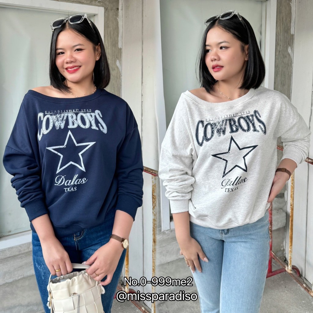 0-999me2 เสื้อจั๊มเปอร์คอปาดสกรีนดาว🌈🔥ชิคเว่อร์ เจ้าแม่แฟชั่นห้ามพลาด เก๋ๆ🌟🌟