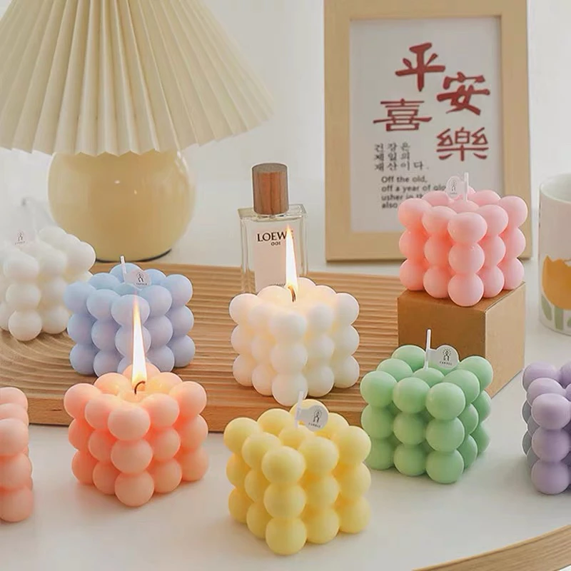 เทียนลูกบาศก์ มินิมอล สไตล์เกาหลี6×6 เทียนตกแต่ง 0106
