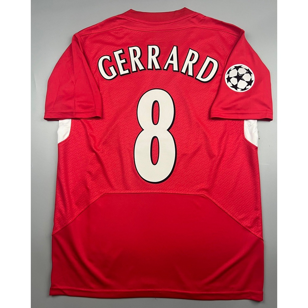 เสื้อบอล ย้อนยุค ลิเว่อพูล เหย้า 2005 Retro Home 8 GERRARD แบบกัมมะหยี่ อาร์มแชมเปี้ยนลีค Final Istanbul สินค้าอยู่ไทย