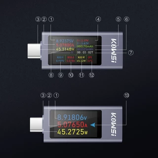 KWS-2303C เครื่องวัดแรงดันไฟฟ้าแบบดิจิตอลแบบหลายฟังก์ชัน Type-c พร้อมจอแสดงผลแบบ DC เครื่องวัดกำลังไฟฟ้า เครื่องทดสอบการ