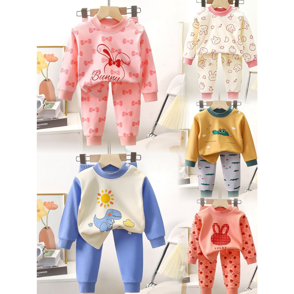 ชุดนอนแขนยาว ขายาว เสื้อผ้าเด็ก ชุดนอนกันหนาว ผ้าcotton Size