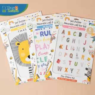 [ไม่รวมกรอบรูป] Play Plearn Kid Set 6 แผ่น แฟ้มครีม โปสเตอร์ติดผนังตกแต่งห้อง Poster Decorate Wall Kid