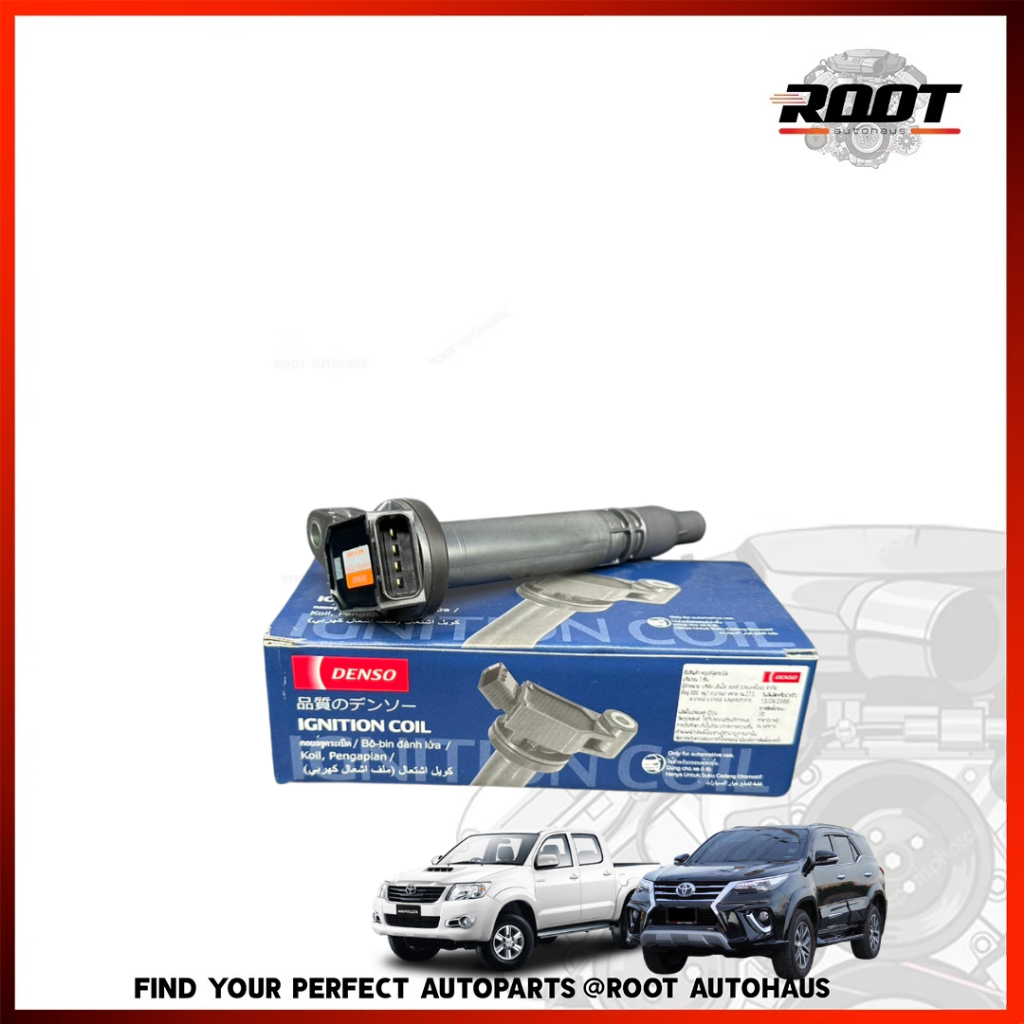 DENSO คอยล์จุดระเบิด TOYOTA CAMRY ACV40/50 เครื่อง 2.0-2.0/VIGO 2.7 / FORTUNER เบนซิล เบอร์ 099700-2