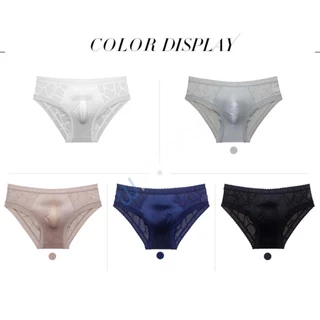 กางเกงในผู้ชาย ลายลูกไม้ ซีทรู มีเป้า ไร้ขอบ ALLMIX สุด sexy ผ้า Nylon(EUM17)
