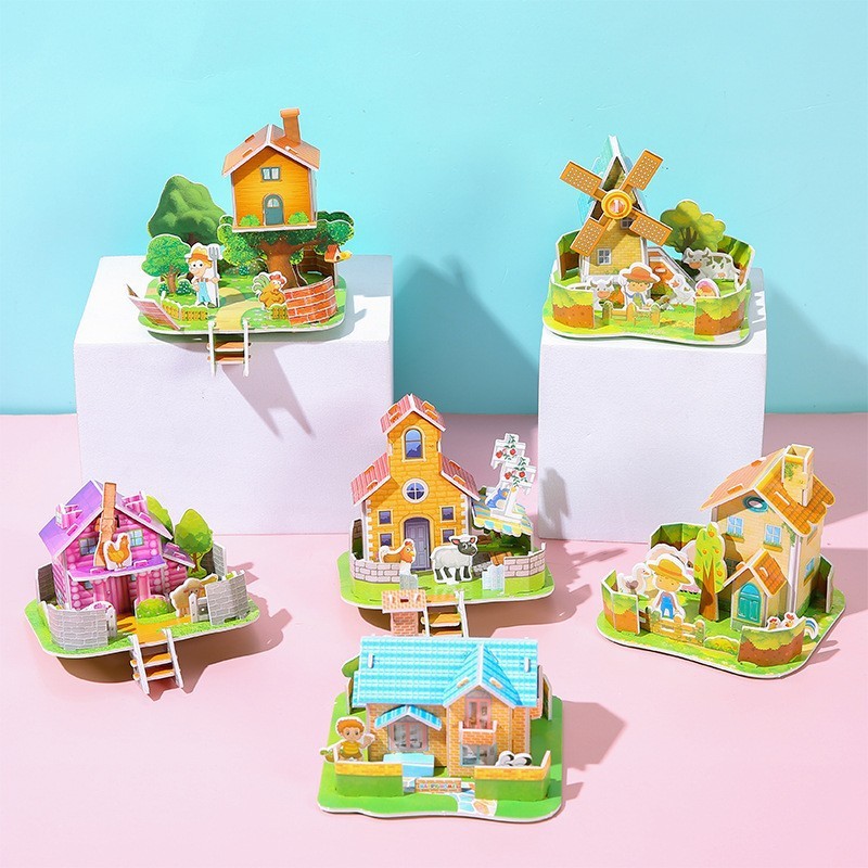 พร้อมส่ง จิ๊กซอว์บ้าน 3 มิติ จิ๊กซอว์กระดาษ Jigsaw puzzle โมเดลตัวต่อ ปราสาท ของเล่นเสริมพัฒนาการเด็ก