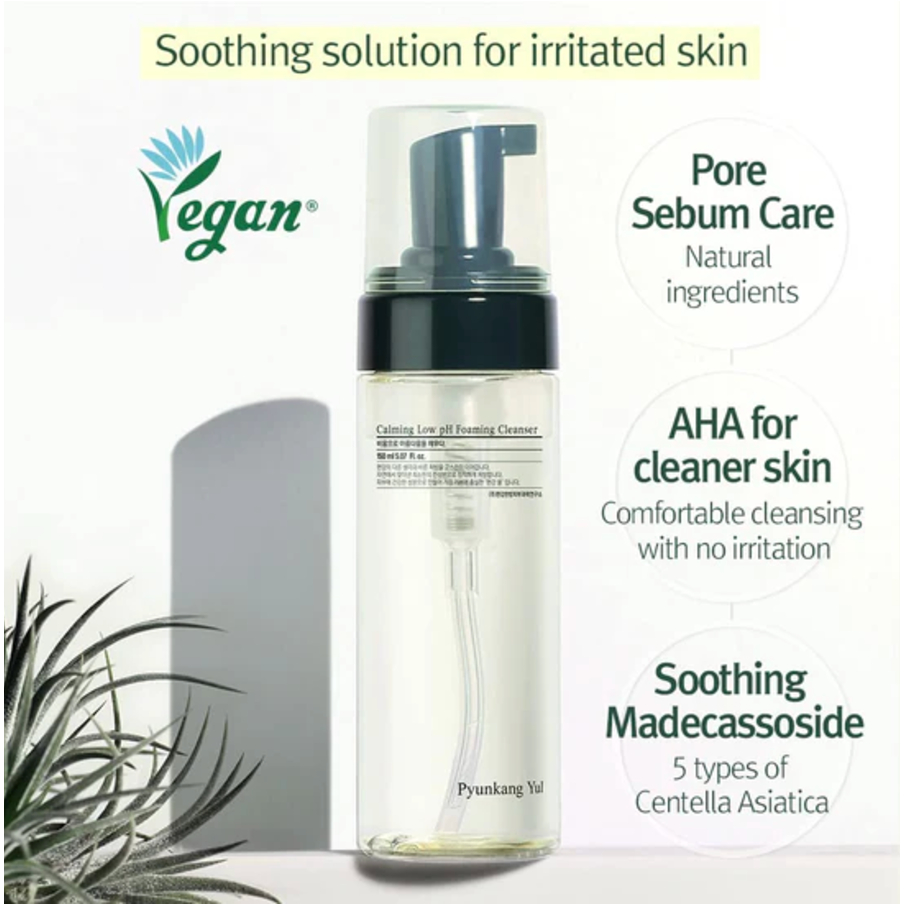 Pyunkang Yul Calming Low pH Foaming Cleanser 150mL โฟมบับเบิลล้างหน้าช่วยปลอบประโลมผิว สูตรสำหรับผิวบอบบางแพ้ง่าย