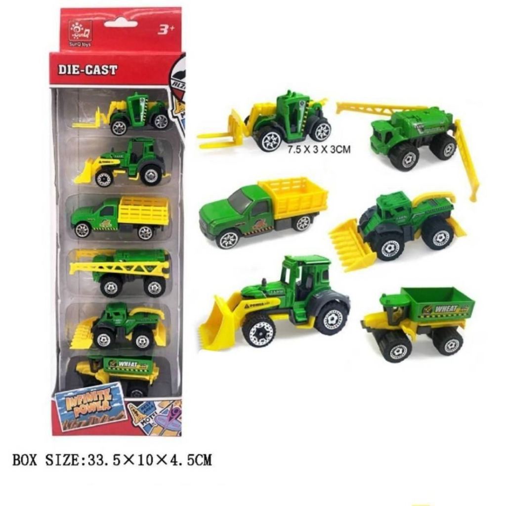 โมเดลรถลเหล็ก ชุดรถทำฟาร์ม รถชาวไร (1ชุดมี6คัน) โครงสร้างเป็นเหล็ก FARM TRACTOR SET METAL DIE-CAST 20102K 0125 8061612 #