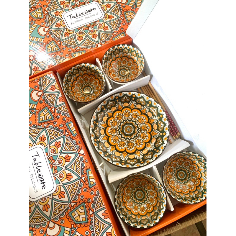 ชุดถ้วยเซรามิค ชุดของขวัญ ชุดรับไหว้ พร้อมตะเกียบ ลายสวยมาก