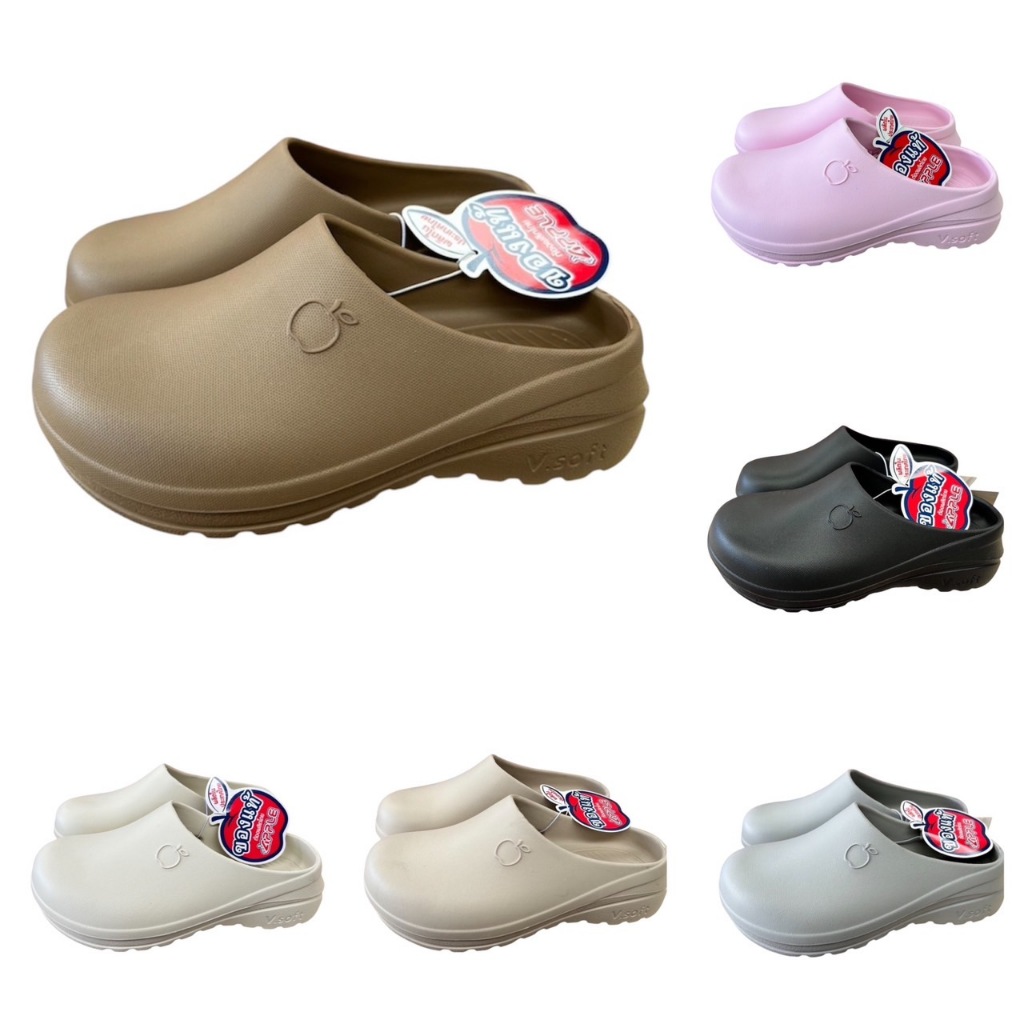 ืืN รองเท้าหัวโต รองเท้าแตะ รองเท้าแตะแบบสวม red apple รุ่น AP-3999 สี กากี ขาวครีม ครีม ชมพู ดำ เทาอ่อน Size 36-40