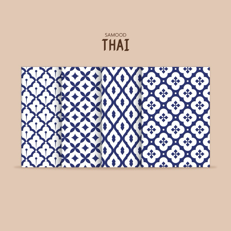 [โกญจนาท] samoodTHAI สมุดโน้ตลายคราม ขนาด A5 กระดาษนุ่มลื่น 70 แกรม 28 แผ่น เส้นกริด เส้นจุด เส้นเดี่ยว ไม่มีเส้น