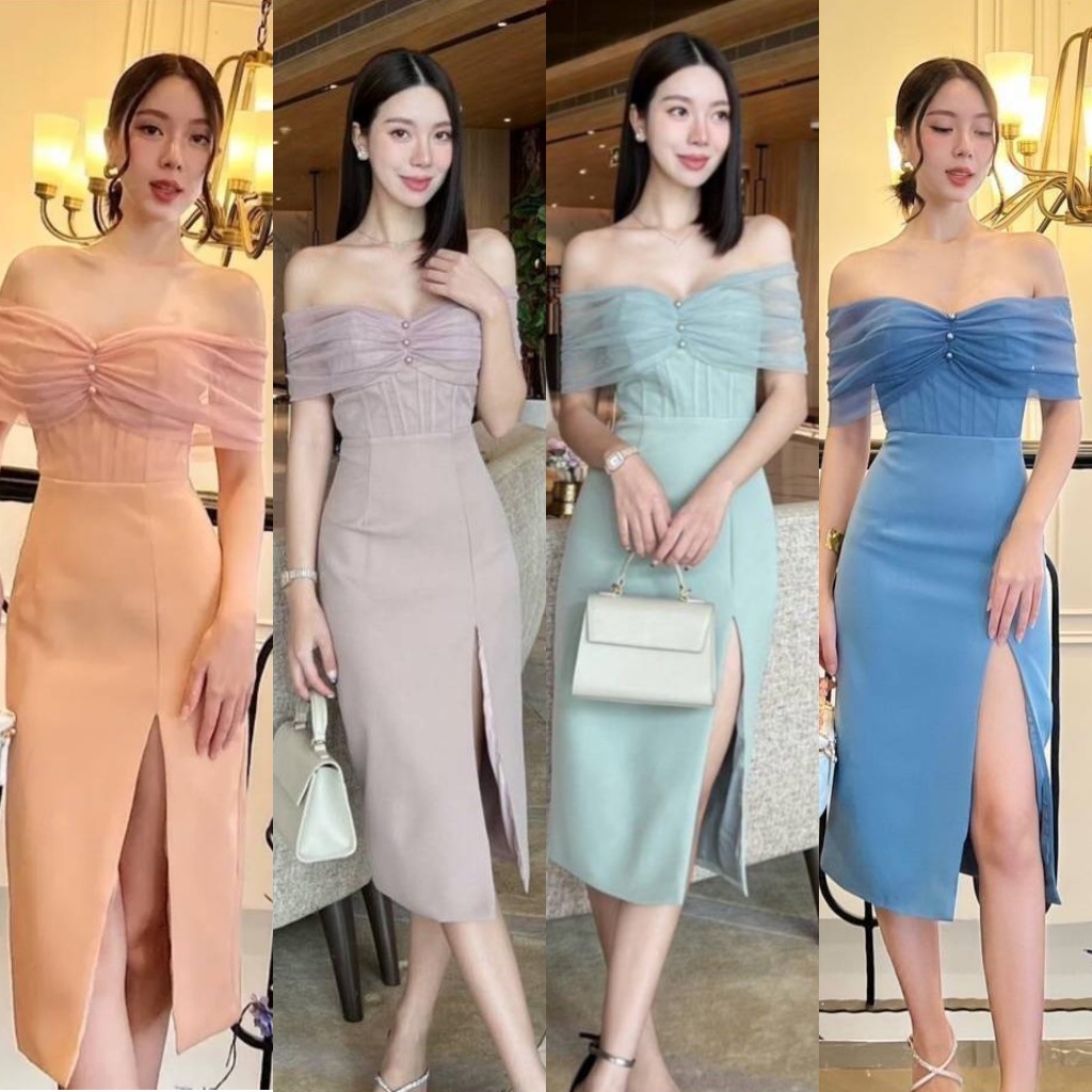 พร้อมส่ง LINDA & VIGOR ชุดออกงาน สีชมพู สีเขียว สีฟ้า ใส่ออกงาน ไปงานแต่ง ดินเนอร์ เพื่อนเจ้าสาว