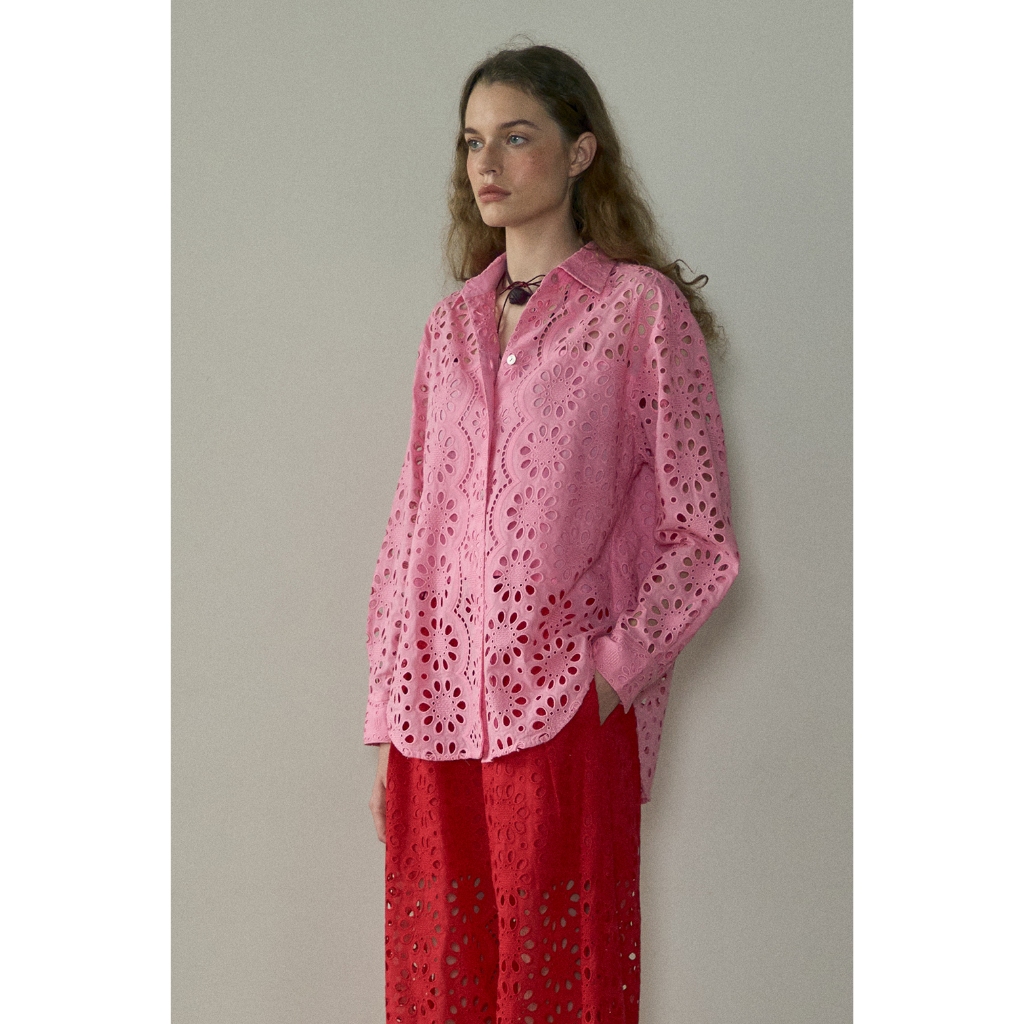 (พร้อมส่ง ) Perana เสื้อลูกไม้ MARY SHIRT ( สีชมพู Pink )