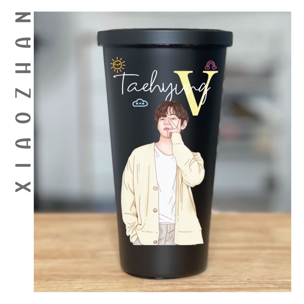 VD1. แก้วสกรีน UV รูปวาด V Taehyung : V : Taehyung : แทยัง
