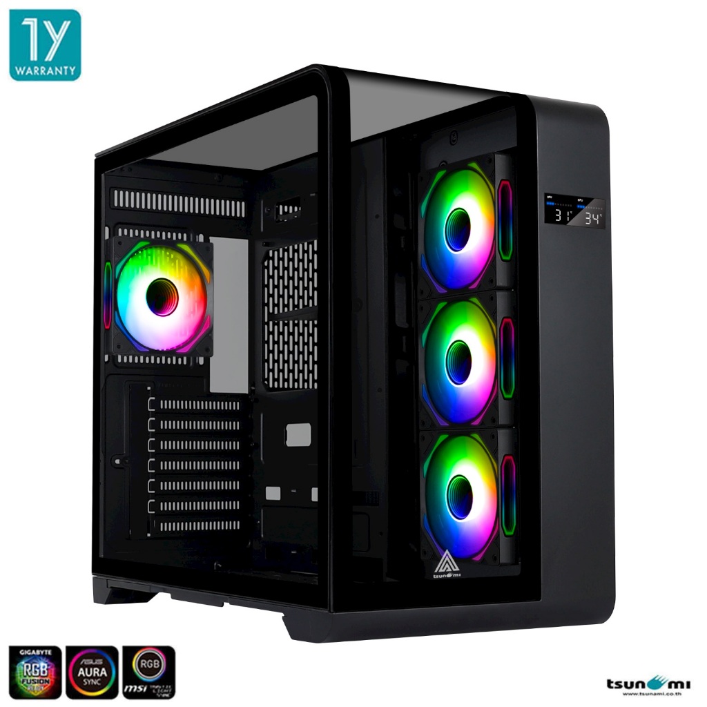 เคสคอมพิวเตอร์ Tsunami Adventure SkyPlus II Panorama Gaming Case with 1267 ARGB Cooling Fan X4 รับประกันสินค้า 1 ปี