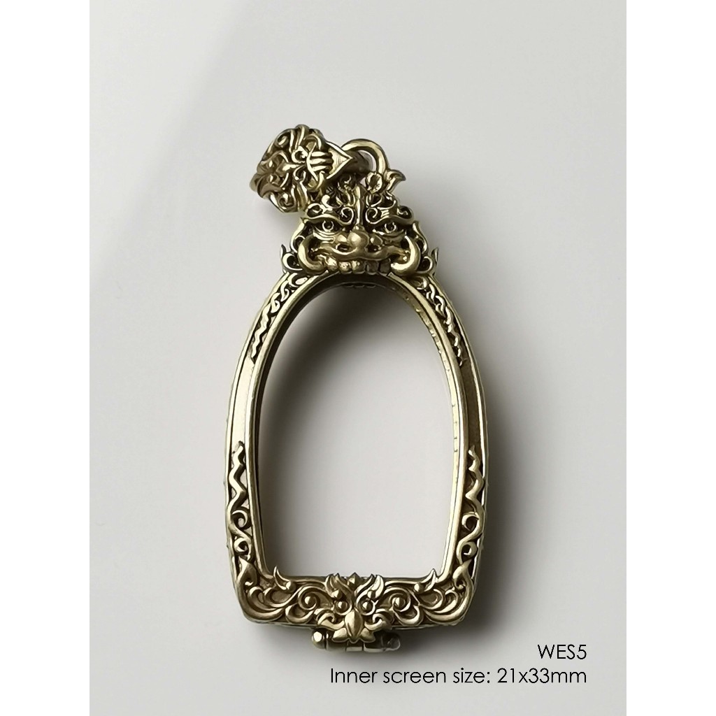 WES5Brass Wessuwan amulet casing 21x33mm กรอบทองเหลือง เวสสุวรรณ5