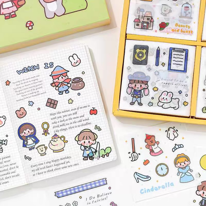 A08-15 สติ๊กเกอร์ 100ใบไม่ซำ้แบบ ขนาดใบละ 8*8cm. ตัดเรียบร้อยแปะใช้งานได้เลย