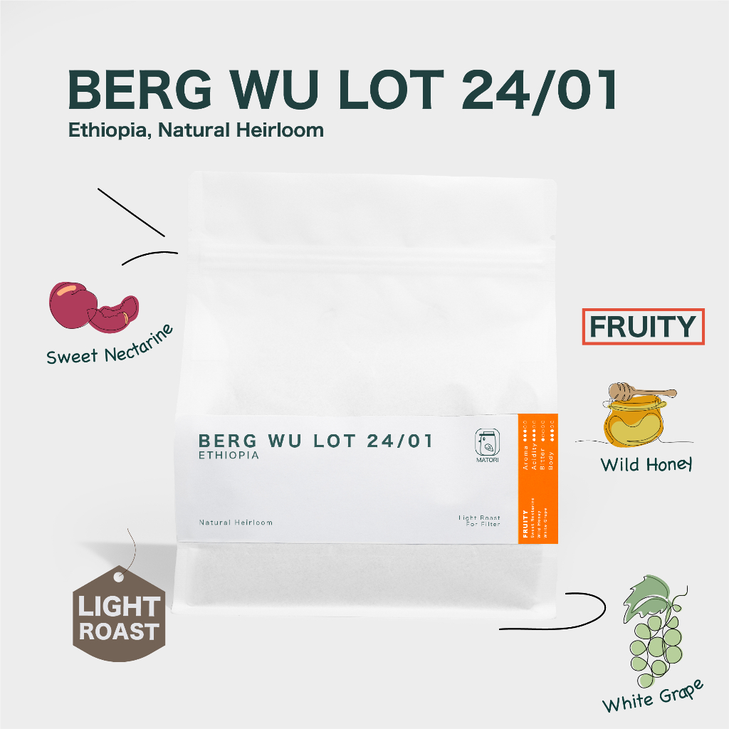 Matori Coffee Roaster เมล็ดกาแฟคั่วอ่อน Ethiopia, Berg Wu Lot 24/01 Natural Heirloom