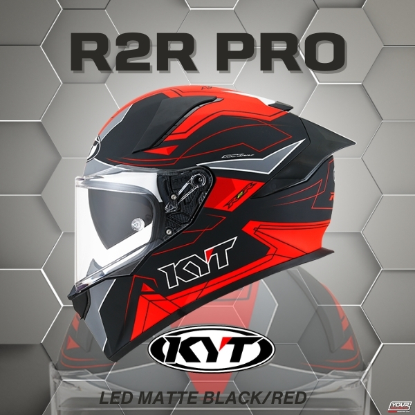 หมวกกันน็อค KYT HELMETS รุ่น R2R PRO LED MATT BLACK/RED