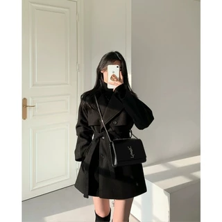 พร้อมส่ง 3สี เสื้อโค้ทกันหนาวผ้าWool มีสายรัดเอวค่า (T365)