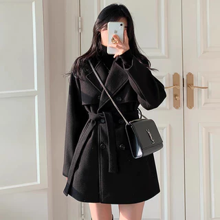 พร้อมส่ง 3สี เสื้อโค้ทกันหนาวผ้าWool มีสายรัดเอวค่า (T365)