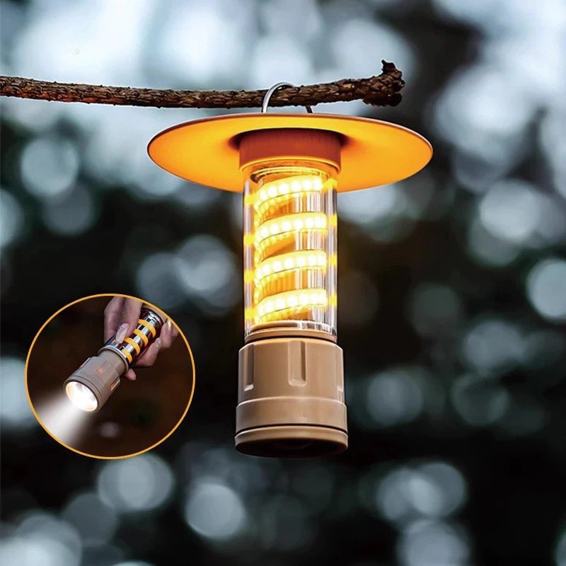 ใหม ่ LED Camping Light มัลติฟังก ์ ชั ่นกลางแจ ้ งไฟฉาย Camping บรรยากาศ Light ไฟฉาย LED ชาร์จ สําหรับตั้งแคมป์ เดินป่า