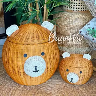บ้านหวาย-ตะกร้าแมว ตะกร้าหมี มีฝาปิด