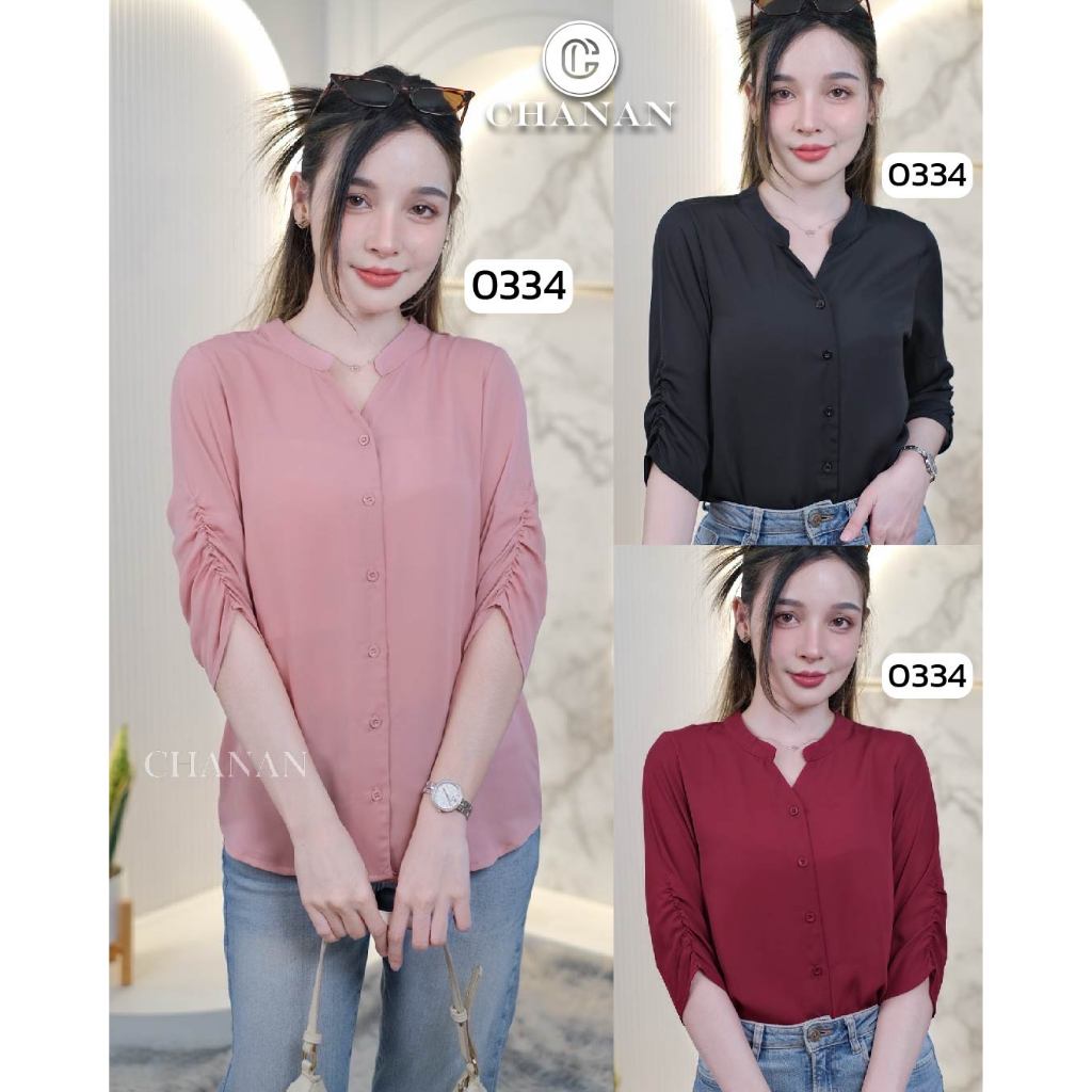 Chanan เสื้อชีฟองเกรดขึ้นห้าง คอจีน แขนเย็บจีบสวย เสื้อใส่เที่ยว ใส่ทำงาน เสื้อออกงาน เสื้อผู้ใหญ่ มี3สี รุ่น0334
