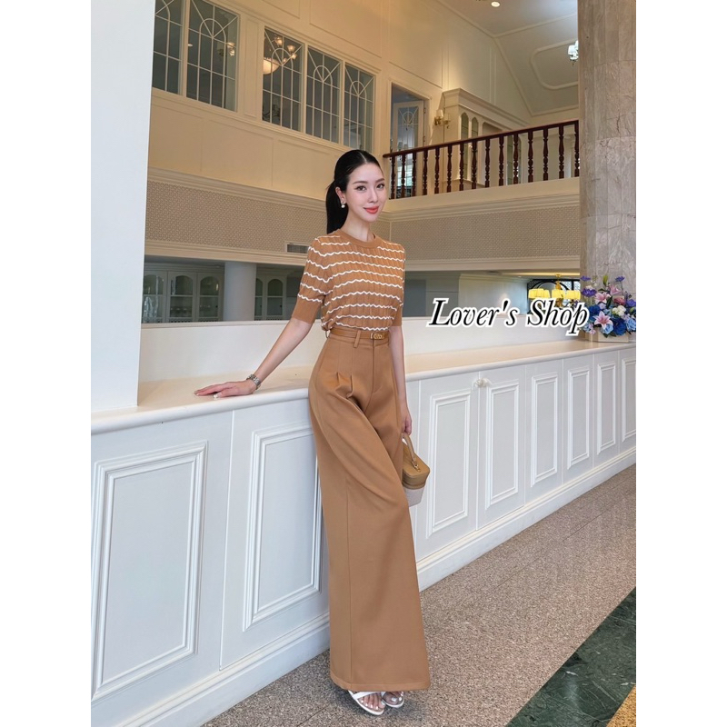 Lover's Shop เซ็ท3ชิ้นเสื้อถัก กางเกงผ้าสูทอัดกาว