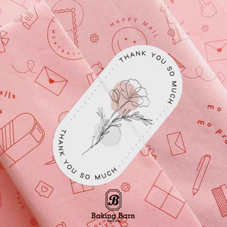 Baking Barn Thank you stickers (100 ชิ้น/แพ็ค) สติ๊กเกอร์กระดาษ สติ๊กเกอร์