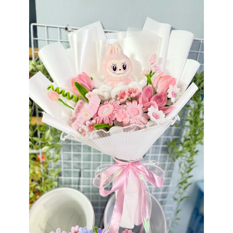 พร้อมส่ง ช่อดอกไม้ลวดกำมะหยี่(สินค้าถ่ายจากภาพงานจริงทุกรูป )