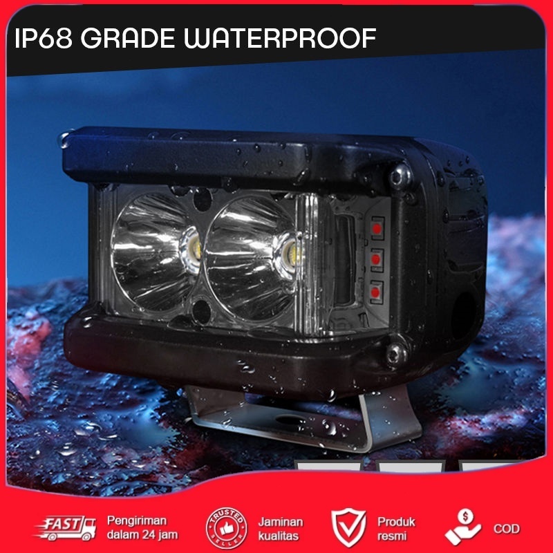 Motowolf รถจักรยานยนต์ LED Spotlight 12V LED 6500K กระพริบไฟเตือนสีแดงและสีน้ำเงินสปอตไลท์กันน้ำ MDL5002C