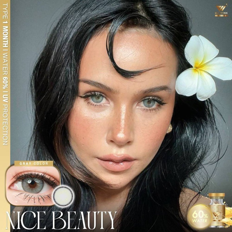 Nice Beauty 👁👁(We Wink ฝาทอง) อมน้ำ 60%มากสุดในไทย Hydrogel Lens ป้องกันUV☀️ (เลนส์กรองแสง)