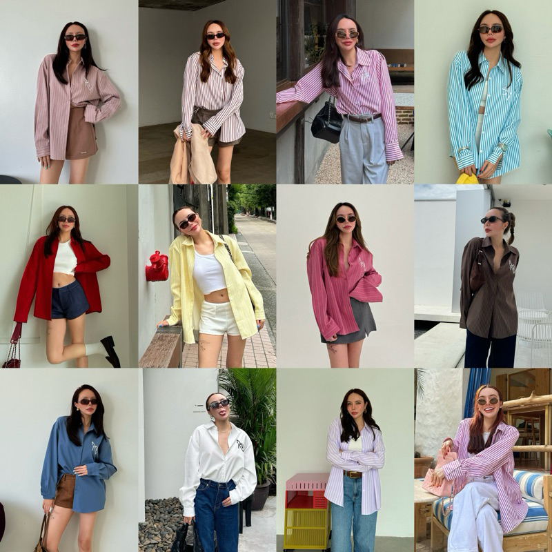 NAPATVOGUE NPV BASIC SHIRT Oversize လက်ရှည်ရှပ်အင်္ကျီ (အရောင် 12 မျိုး)