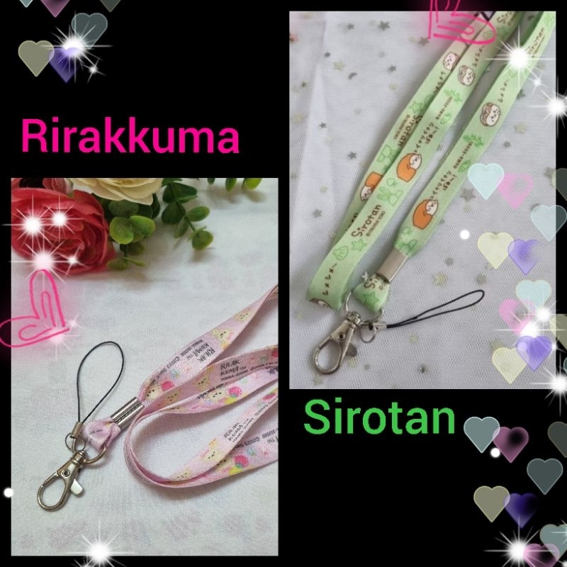ของใหม่ สายคล้องบัตร 2 ชิ้น ลาย Rirakkuma + HAMA-SUSHI-Sirotan Japan