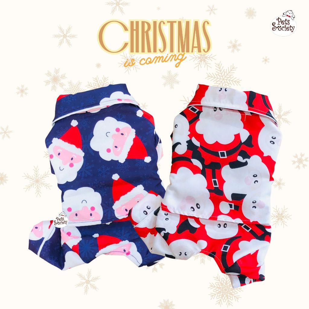 PetSociety เสื้อสุนัข เสื้อแมว Dog Clothes Cat Clothes ชุดนอนซานต้า Santa Pajamas