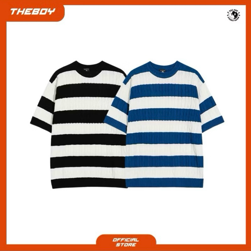THEBOY-LASSO KNIT เสื้อไหมพรมคอกลมลายขวาง