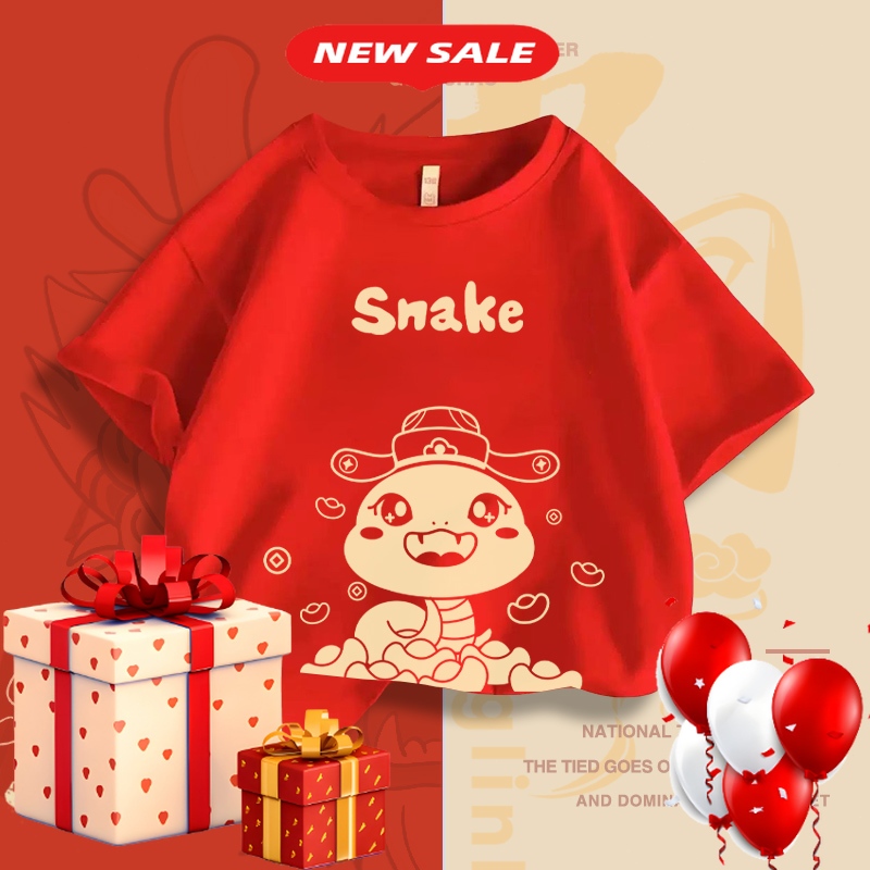 [สินค้าจัดส่งไว] เสื้อปีใหม่จีน สำหรับผู้หญิงและผู้ชาย 2025 new year tshirt CNY คอลูกเรือ สไตล์เกาหลี S-5XL#32