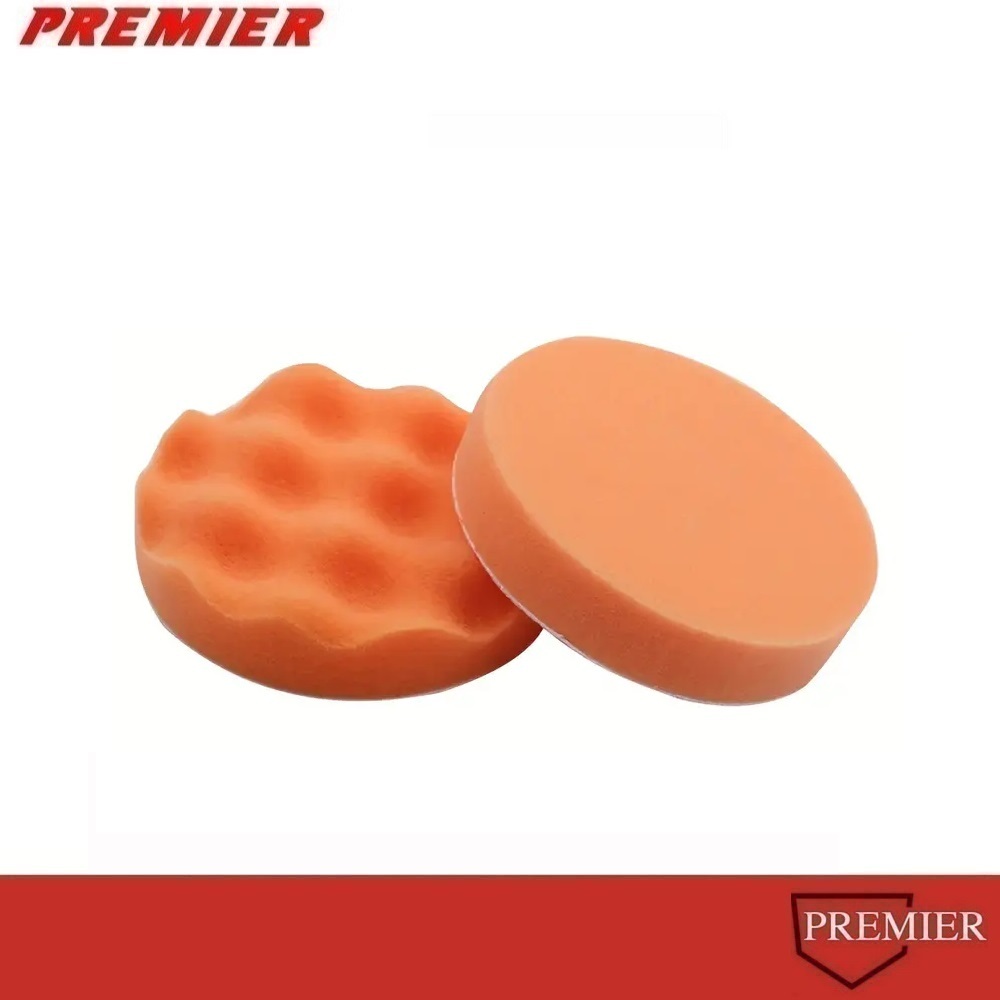 BUFFING FOAM 6นิ้ว (2ชิ้น) ฟองน้ำสีส้ม ขัดหยาบ แบบรังไข่+แบบเรียบ
